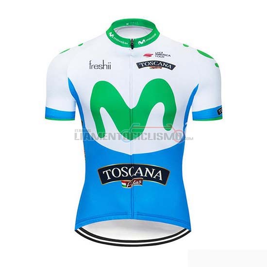 Abbigliamento Ciclismo Movistar Manica Corta 2019 Blu Bianco